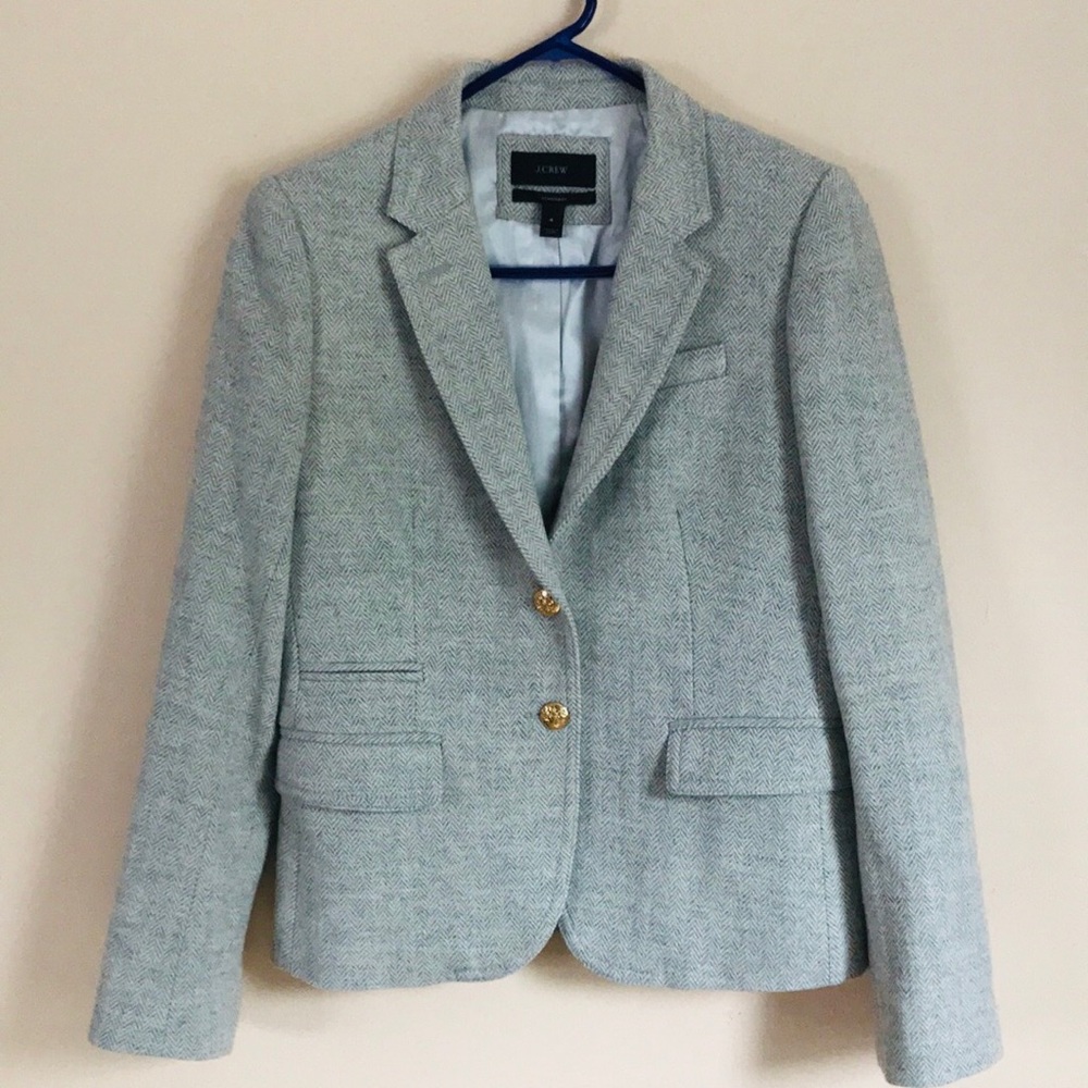 J Crew Schoolboy Herringbone Wool Blazer